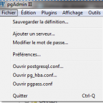 pgAdmin menu fichiers préférences